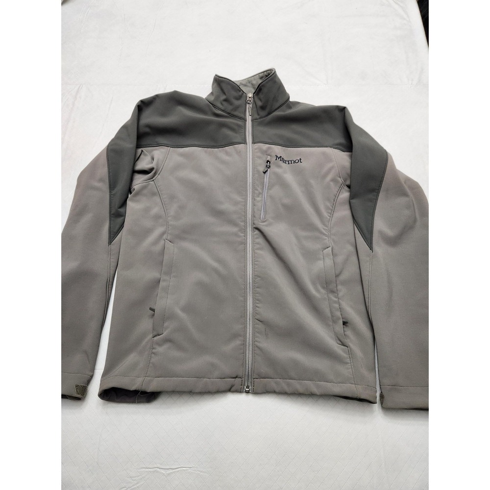 Marmot Gravity Jacket Mens Medium Gray Softshell Full Zip Fleece Lined Outdoor